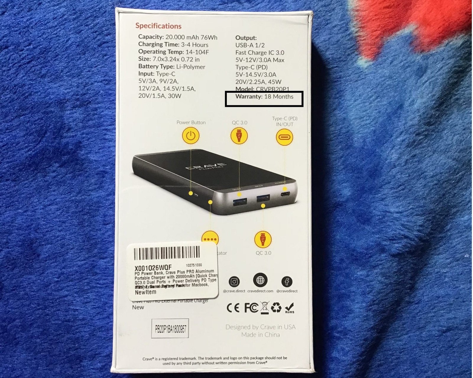 Crave PLUS PRO Power Bank Warranty
